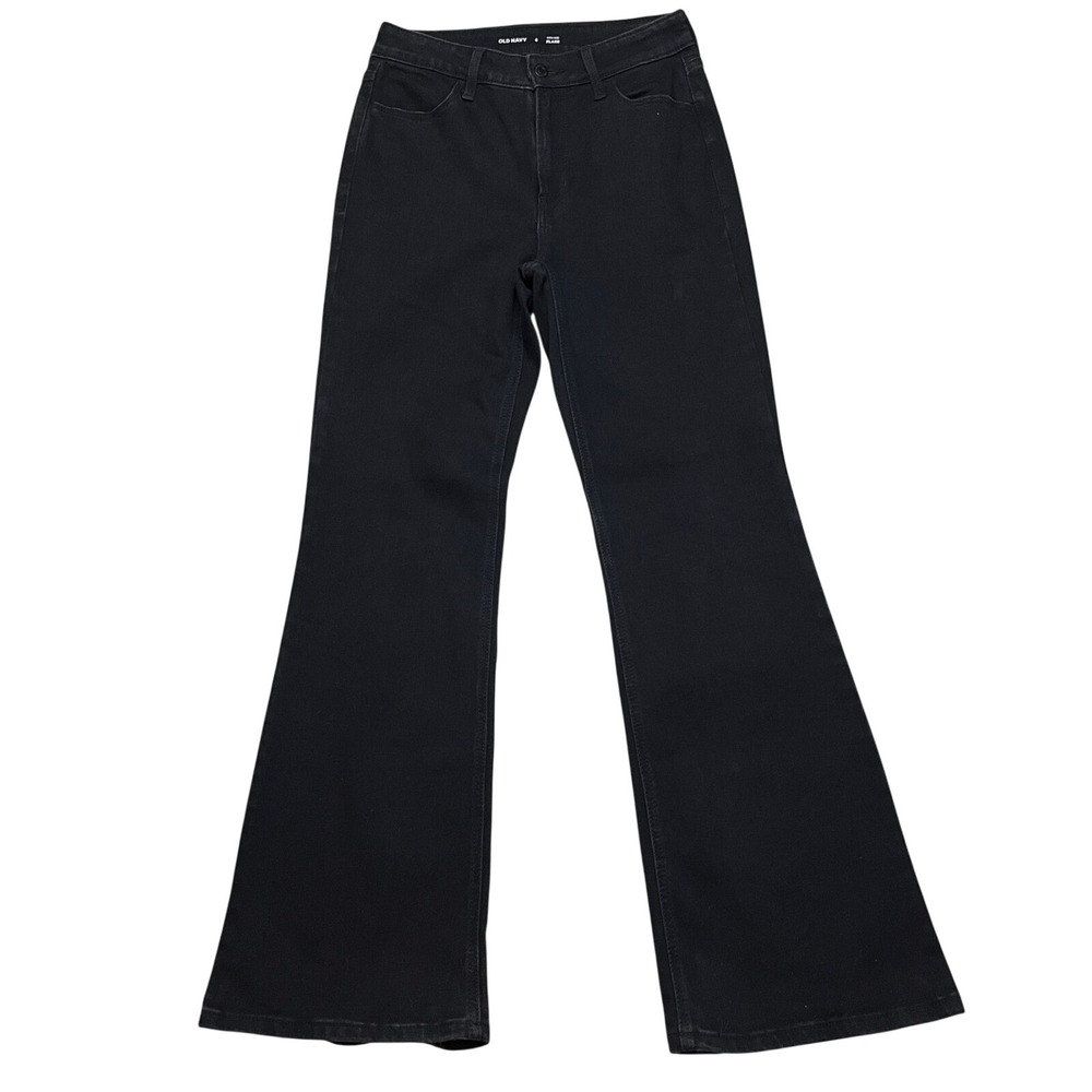 Old Navy Jeans‎ Womens 6 Black High-Rise Flare Stretch Denim Pants